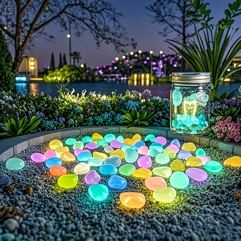 Marine Aquarium Kit - 300PCS Luminous Pebble Set,0.9-1.5cm Resin Glow