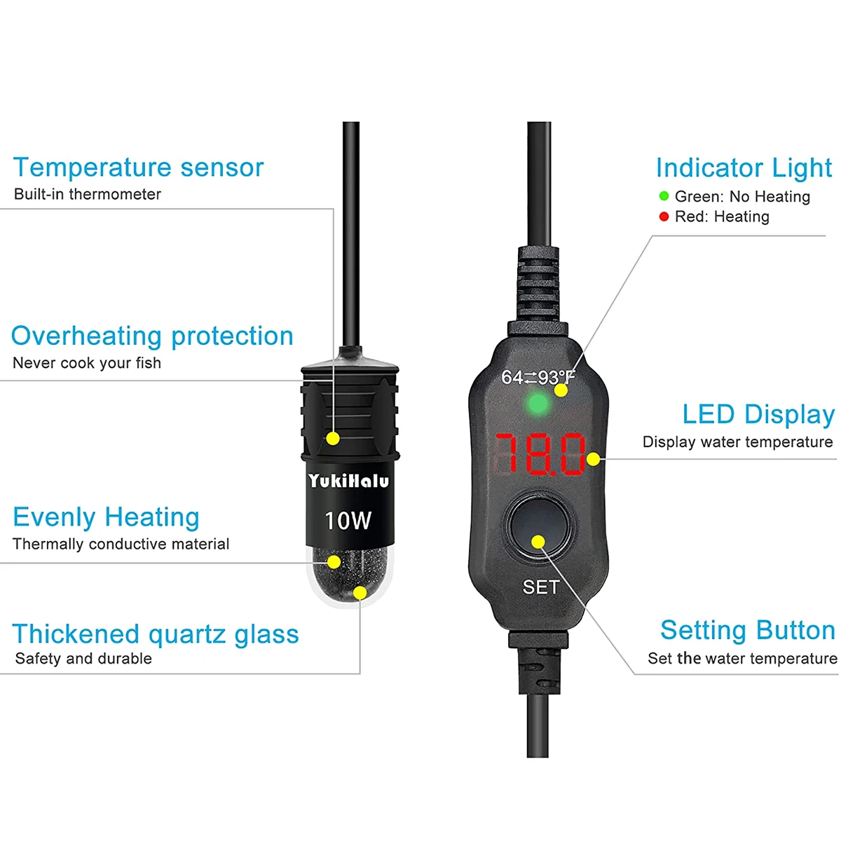 10W Adjustable Aquarium Heater - Marine Aquarium Nano 리뷰 및 가격